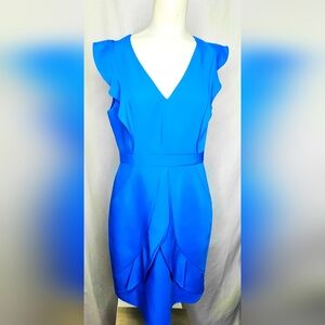 BCBGMAXAZRIA Cobalt Blue Tulip Hem Ruffle Formal Dress Size 06 NWOT‎